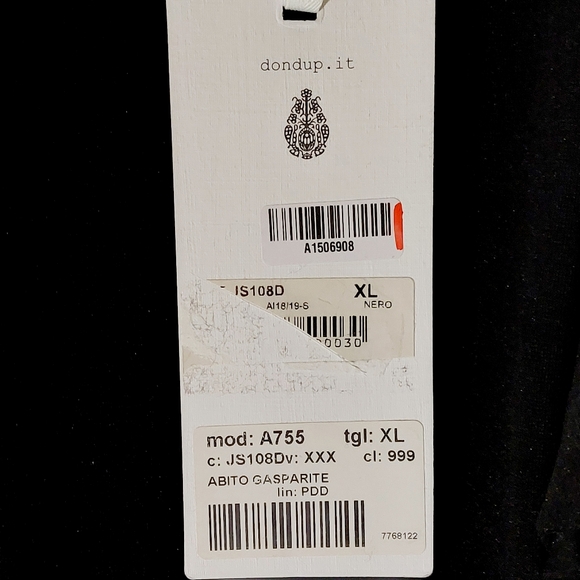 Dondup black jersey long-sleeve A-line midi dress keyhole crewneck, EUXL, NWT - Picture 10 of 11